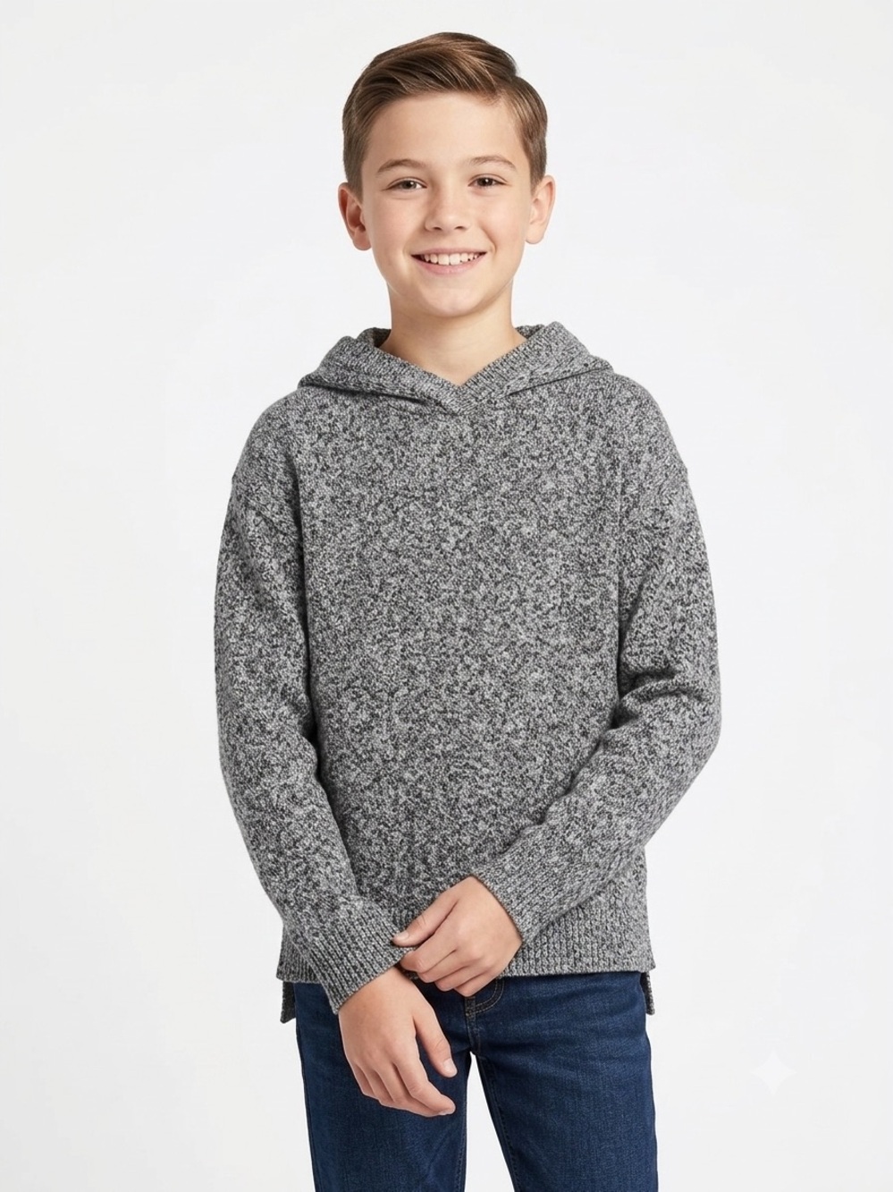 Old Navy Cozy Comfy Casual Gray Marled Hooded Sweater Youth Boy XL 14 Fall